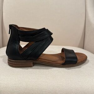 Miz Mooz Black Leather Women's Sandals, Size 37, fit like 38